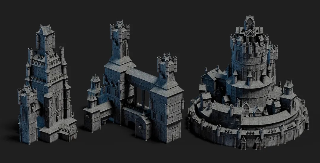 一套指环王中世纪城堡模型创作细节分享给大家